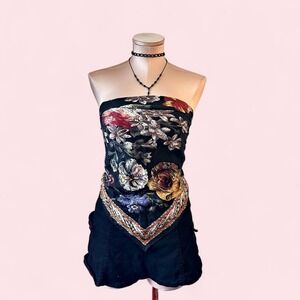 Y2K floral tube top featuring a bold multicolour